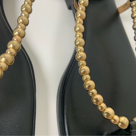 Dolce Vita Black Gold Beaded Lace Up Gladiator Flat Sandals Size 9.5 NEW IN BOX - Picture 6 of 14